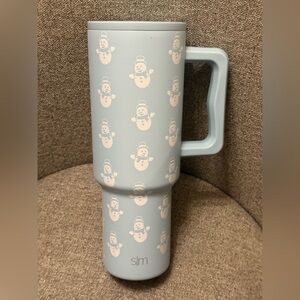 Simple Modern Light Blue Winter Snowmen Trekmas Trek Tumbler w Handle - 40oz